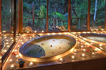 Crystal Creek spa bath with candles
